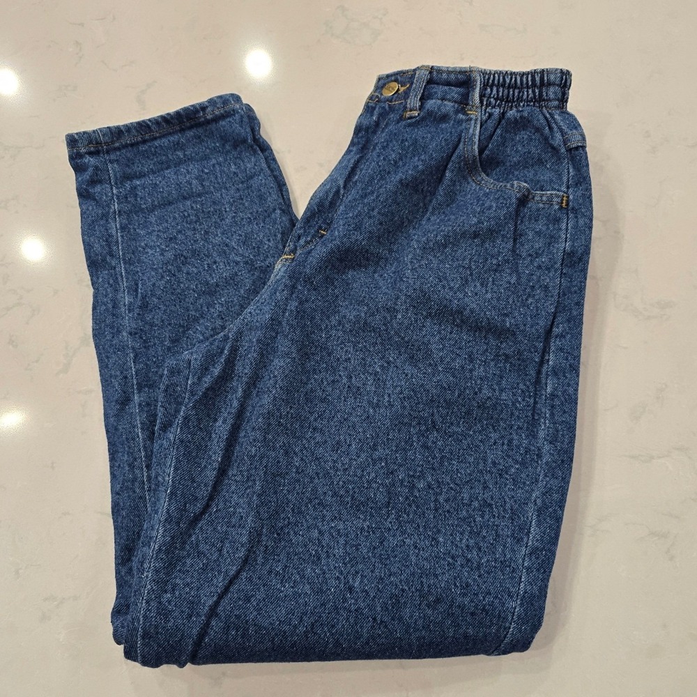 Vtg L.L.Bean High Rise Elastic Waist Jeans Sz 12 90s Mom Made in USA Denim